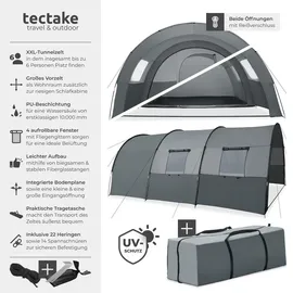 Tectake Tunnelzelt Roskilde Grau