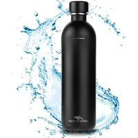 MATE OF STEEL® 100% Plastikfreie 1000ml Edelstahl Flasche Kompatibel mit Sodastream Easy & DUO - Spülmaschinenfest | 1 Liter Trinkflasche aus Metall Soda Flaschen Ersatzflaschen (Black, 1.0L)