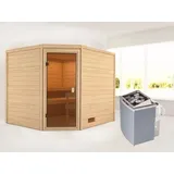 Karibu Sauna Lotta mit 9 kW Ofen integr. Strg 38 mm