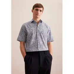 Businesshemd SEIDENSTICKER "Comfort", Herren, Gr. 3XL (47), normale Ärmellängen, blau, 100% Baumwolle, geblümt, comfort fit, Kurzarm gerader Abschluss, Hemden, Comfort Kurzarm Kentkragen Floral