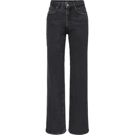 Only High-waist-Jeans "ONLJUICY HW WIDE LEG REA244", Damen, Gr. 30, Länge 32, schwarz denim, Denim/Jeans, Obermaterial: 99% Baumwolle, 1% Elasthan, lang, Jeans High-Waist-Jeans, Baumwollmischung, wide fit
