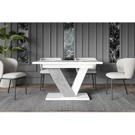 altdecor Esstisch Weiß Hochglanz, Grau, Rechteckig,Rechteckig, Bodenplatte, 80x75x120 cm, Esszimmer, Tische, Esstische