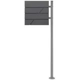 ML-Design Standbriefkasten Anthrazit mit Zeitungsfach, Pfosten Silber Edelstahl