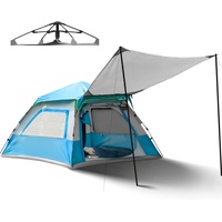 Overmont Camping Pop up Zelt mit Tarp - Automatische Zelt 2-4 Personen - Familie Kuppelzelt 3-4 Saison Wasserdicht mit abnehmbares Regenverdeck - für Trekking Outdoor Wanderausflug