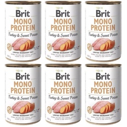 BRIT Mono Protein Turkey & Sweet Potato 6x400 g Monoprotein-Nahrung Pute und Süßkartoffel