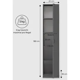 home collective Mehrzweckschrank Anthrazit, Holz 35x180x40 cm, Waschküche, Mehrzweckschränke