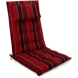 Beautissu Hochlehner Auflage 120 x 50 x 8 cm Rot-Gestreift 1 St.