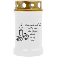 HS Candle Grabkerze (1-tlg), Grabkerze Brenndauer 40 Stunden viele vers. Variationen und Motive weiß