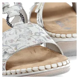 Rieker Damen Pantolette mit T-Riemen und Blumenmuster Weite H 66292, Größe:41 EU, Farbe:Mehrfarbig - Grau - 41