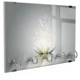 DEQORI Schlüsselbrett 'Funkelnde Lotusblüte', (1 St), Schlüsselhalter Schlüssel Haken Schlüsselboard modern Schlüsselleiste grau