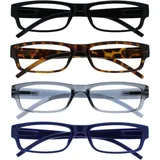 OPULIZE Die Lesebrille Unternehmen Schwarz Braun Grau Blau Leicht Leser Wert 4er-Pack Herren Frauen RRRR32-1273 +1,00