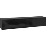 Forte Lowboard FORTE "LibertadTV-Board, TV-Schrank", schwarz, schwarz hochglanz, B:178,8cm H:37,5cm T:34,8cm, Spanplatte, Sideboards, Lowboard, großes TV Board, erweiterbar, Wandmontage, Metallgriff