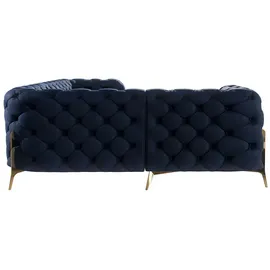 s-style möbel Ecksofa mit Goldene Metall Füßen - 2 Jahre Gewährleistung / mind. 14 Tage Rückgaberecht / Blau