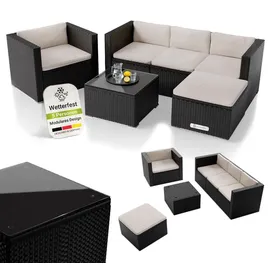 Juskys Punta Cana L Polyrattan Lounge schwarz/creme