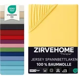ZIRVEHOME Spannbettlaken Baumwolle-Jersey 90 x 200 cm Gelb