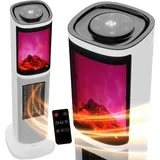 Tronitechnik TroniTechnik® Turmheizer Keramikelement, Heizgerät Flammeneffekt, Oszillation 2000W Weiss