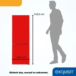 Exquisit KGC231-60-010E Kühl-Gefrierkombination (175 l, 1435 mm hoch, Rot)
