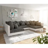 DeLife Couch Clovis Weiss Schwarz Wohnlandschaft Modulares Sofa - Schwarz