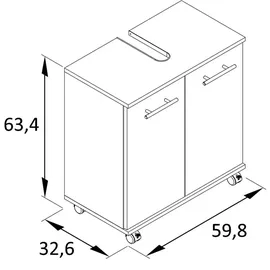 Schildmeyer Waschbeckenunterschrank Emmi weiß matt, 59,8 x 32,6 x 63,4 cm