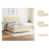 vidaXL Boxspringbett mit Matratze Creme 180x200 cm Stoff