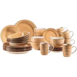 Mäser Bel Tempo II 30-teiliges Vintage Geschirr Set für 6 Personen, handbemaltes Keramik Kombiservice, Steingut, Beige