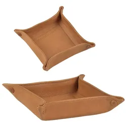 Sonnenleder Ablageschale Leder 20x20cm Taschenleerer Schale Lederschale Stiftschale natur braun Vide Poche