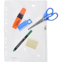 FolderSys Gleitverschlusstasche 305x213mm (keine A4 Blätter) PVC mit Lochung klar