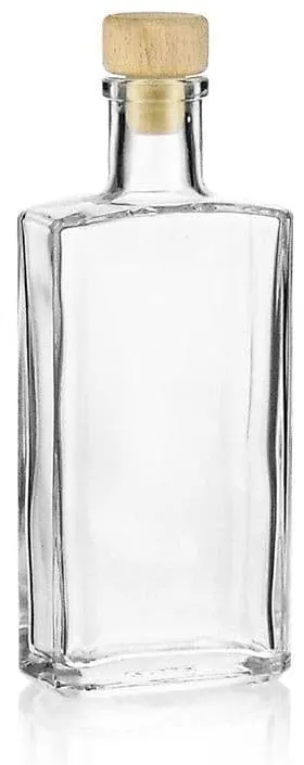 200 ml Bottiglia di vetro 'Lucido', rettangolare, imboccatura: fascetta