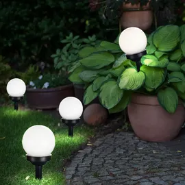 Expo Börse Kugelleuchte Solar 10 cm Solarleuchte Kugel Garten LED Gartendeko Solarkugel für Außen klein, Leuchtdauer ca. 6-8 Stunden, H 38 cm, 8er Set