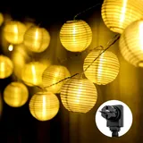 salcar 10m LED Lampion Außen, 40er Laternen LED Lichterkette, Wasserdicht Gartenlaterne Deko für Draußen mit 8 Beleuchtungsmodi, 31V Sicherheitsnetzteil - Warmweiß