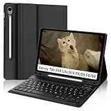 Tiiomioon Hülle mit Tastatur für Samsung Galaxy Tab S10 Lite/ S10 FE 10.9" 2025, S9 FE 10.9"/ S9 11" 2023, Magnetische Tastatur für Galaxy Tab S10 Lite, Deutsches QWERTZ mit Stifthalter, Schwarz