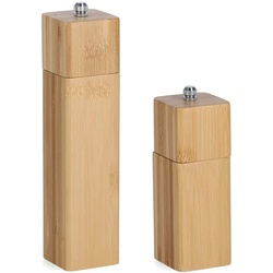 Zeller Present Salz-/Pfeffermühle manuell, (2 Stück), Bambus, Keramikmahlwerk braun