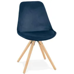 Kadima Design Esszimmerstuhl Klassisch, Küchenstuhl Elegant | Buchenholz & Samt | Blau, helle Beine | Gewerbe-tauglich | Velanox Kollektion