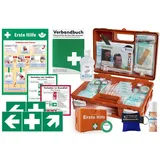 HM Arbeitsmedizin Erste-Hilfe-Koffer M5 QUICK für Betriebe - aktuelle DIN/EN 13157 -KOMPLETTPAKET- inkl. Notfallbeatmungshilfe + Sprühpflaster + Hygiene-Gel