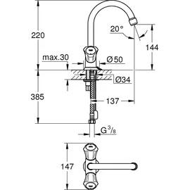 Grohe Costa Einlochbatterie Chrom