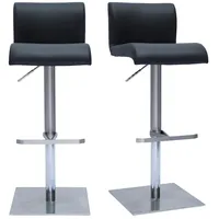 Miliboo Design-Barhocker höhenverstellbar schwarz gebürsteter Edelstahl (2er-Set) sheina