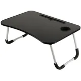 Laptoptisch Laptop-Betttisch mit Tablet-Ständer & Becherhalter, Faltbarer Laptoptisch für Bett, Sofa & Boden, ergonomischer Schreibtisch, tragbar & stabil – 60 x 40 cm Betttablett (Schwarz)