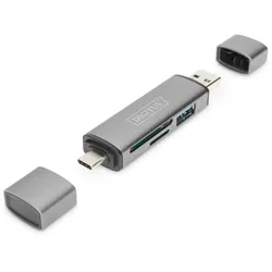 DIGITUS Dualer Kartenlesegerät Hub USB-C / USB 3.0, OTG