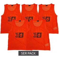 5er Pack Outfitter OCEAN FABRICS TAHI nachhaltiges Kinder Trainings-Leibchen Mannschaftssport OUT-K-3038-OTW-28 Neon-Orange - One-Size