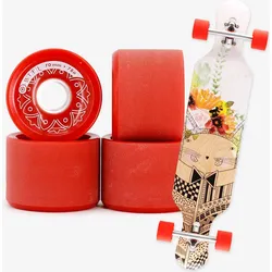 BTFL Longboard Rollen Set 70 x 51 mm - 78A - 4er Set - rot 70 MM