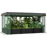 Outsunny Hochbeet Stahl, Pflanzkasten, Blumenkasten mit Vogelschutznetz, Sonnenschutz