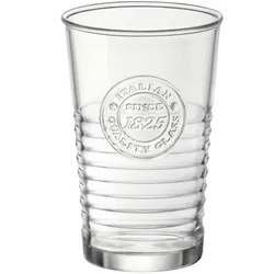 Bormioli Rocco Glasbecher Officina 1825 - geriffeltes 325ml Trinkglas / Wasserglas / Saftglas mit Relief Verzierung