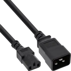 InLine Netz Adapterkabel, IEC-60320 C20 auf C13, 3x1,5mm2, max. 10A, schwarz 1m