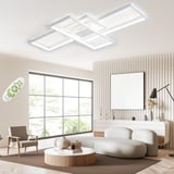 TJSC LED Deckenleuchte Dimmbar Modern Deckenlampe Wohnzimmer, Weiß Wohnzimmerlampe, Rechteckige Deckenstrahler Mit Fernbedienung, Schlafzimmer Energiespar Lampen für Schlafzimmer Wohnzimmer, 110cm