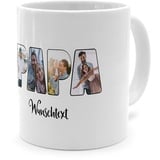 PhotoFancy® - Fototasse 'Papa' - Personalisierte Tasse mit eigenem Foto und Text selbst gestalten - Weiß