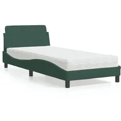 Samtbett mit Matratze – Dunkelgrün, 90x200 cm – Stilvoll & komfortabel
