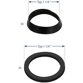 SANITOP-WINGENROTH Dichtungssortiment für Siphons 1 1/4" Schwarz