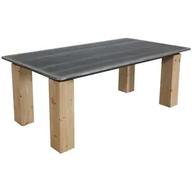 Mendler Esstisch HWC-L76, Tisch Esszimmertisch, Industrial Massiv-Holz MVG-zertifiziert 200x100cm, natur mit Metall-Optik