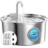 Katzenbrunnen Edelstahl Trinkbrunnen für Katze: Katzenbrunnen für Katzen - 3.2L Ultra leise Wasserbrunnen für Katzen - katzentrinkbrunnen für Hunde - mit 6 Kohlefilters + 3 Schwämmes