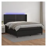 vidaXL Boxspringbett mit Matratze & LED Schwarz 180x200 cm Kunstleder